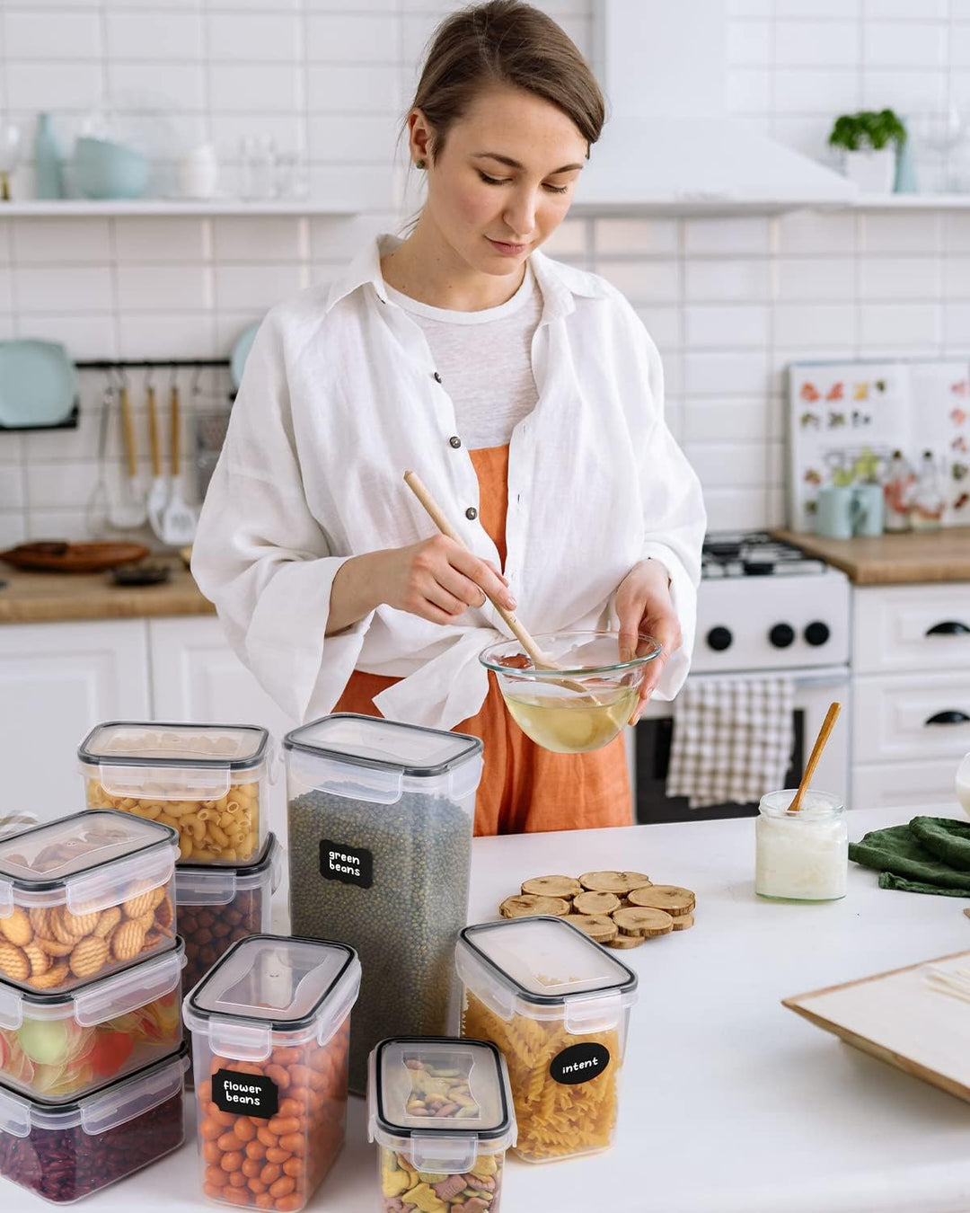 25er Vorratsdosen Set(9x0.8L+6x1.4L+5x2L+5x2.8L)Luftdicht Vorratsbehalter mit Deckel Aufbewahrungsbo