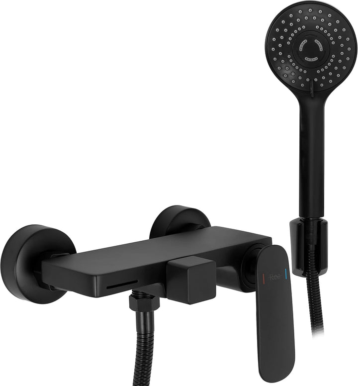 Rea Badewannenarmatur BERG BLACK Wasserhahn Badewanne Einhebel Wannenarmatur mit Handbrause Badarmat