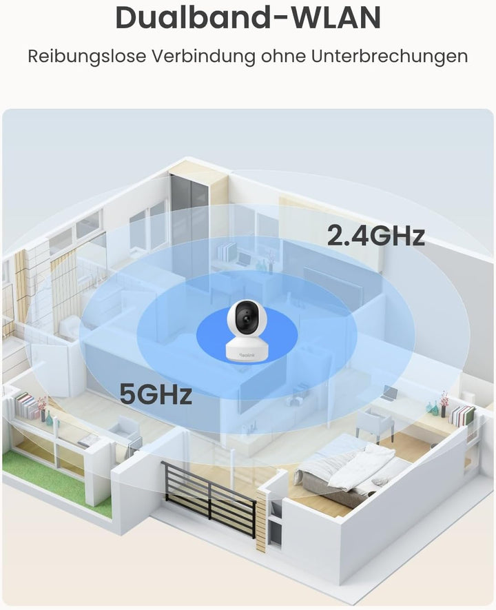 Reolink 4MP IP Kamera Indoor Überwachungskamera Innen WLAN Schwenkbar, 2,4Ghz und 5Ghz WiFi, 2-Wege-