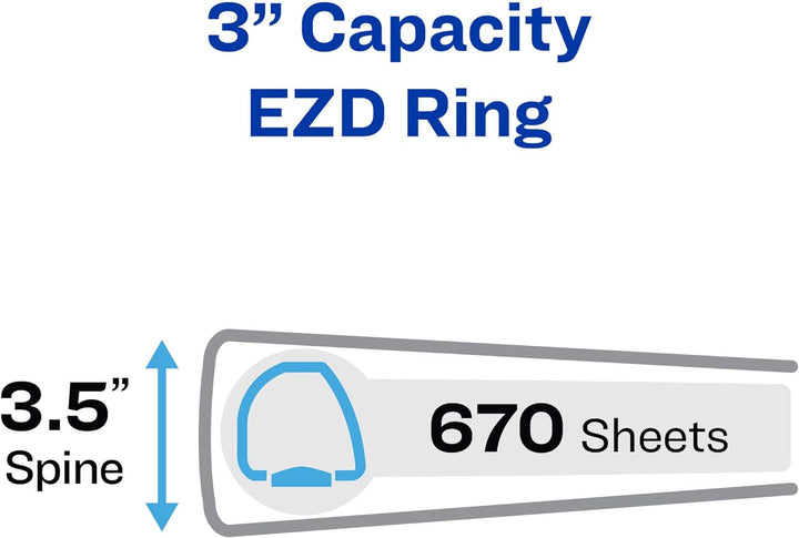 Avery Heavy-Duty View 3-Ringbuch, 7,6 cm One Touch EZD Ringe, 1 pazifisches blaues Ordner (79811) Pa