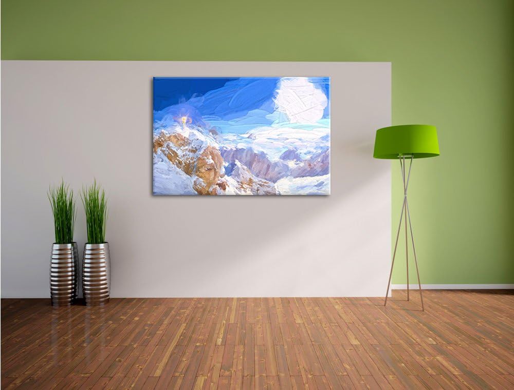 Pixxprint Zugspitze im Sonnenlicht als Leinwandbild/Grösse: 100x70 cm/Wandbild/Kunstdruck/fertig bes