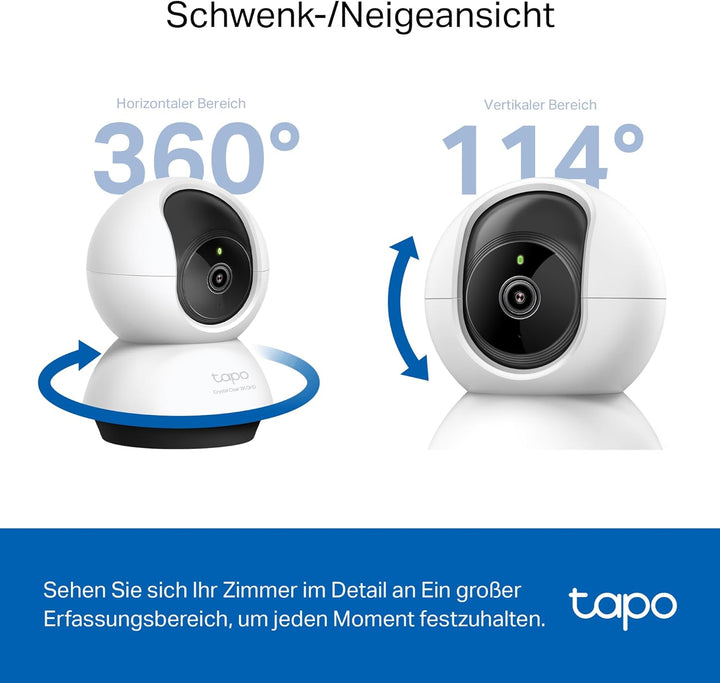 Tapo TP-Link C220 360°-WLAN-Überwachungskamera für den Innenbereich, 2K 4MP, IR Nachtsicht, Bewegung