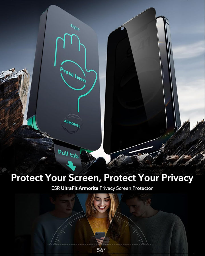 ESR für iPhone 14/13/13 Pro für Panzerglas, 9H+ Display Sichtschutzfolie aus gehärtetem Glas 3 Stück