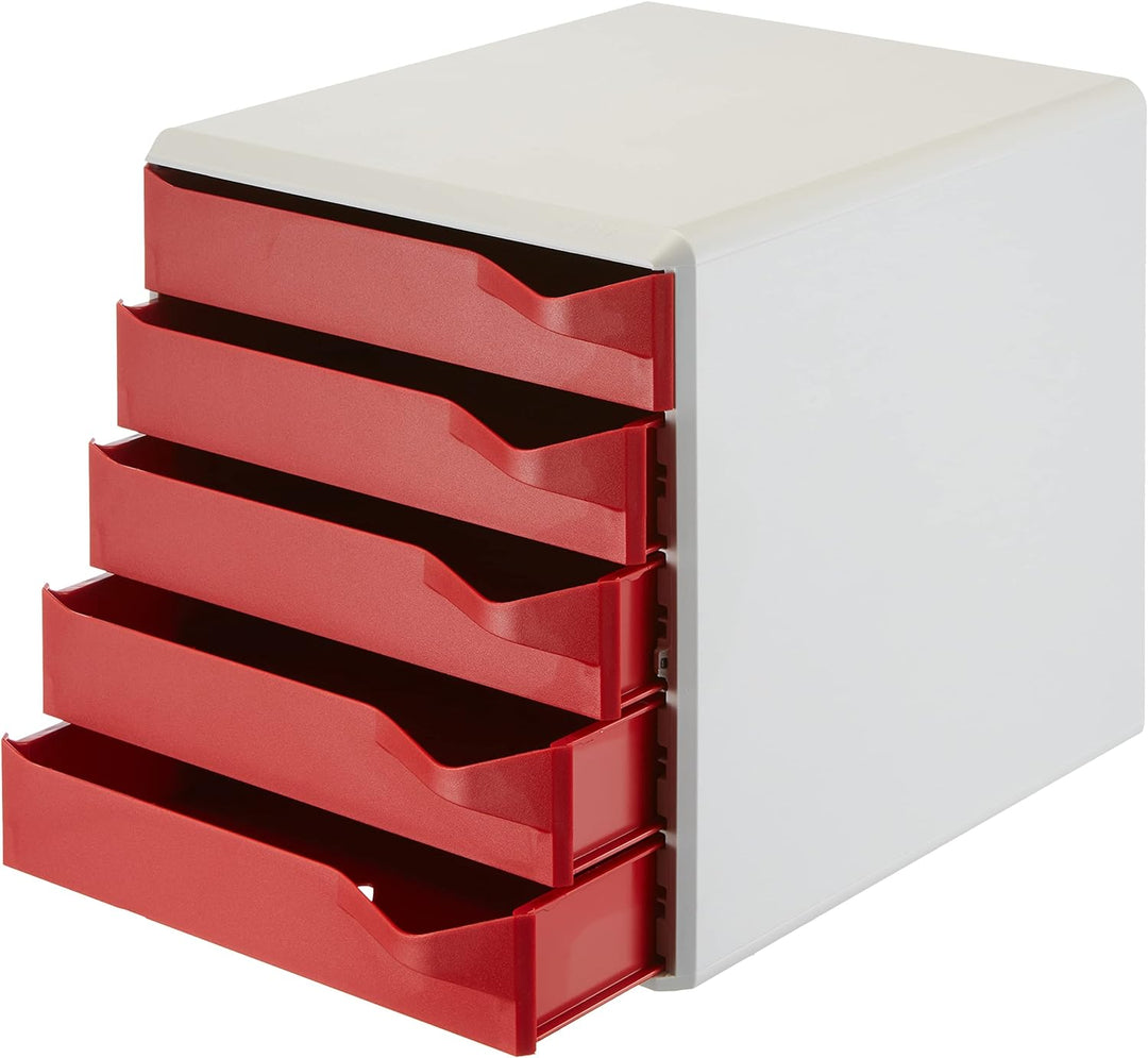 Leitz Post-Set mit 5 Schubladen, Schubladenset zur Aufbewahrung von Dokumenten und Büromaterialien,