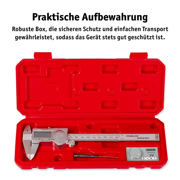 WALTER Schieblehre Digital, Messschieber Analog, Schieblehre, Messlehre, inkl. Knopfbatterie 3V, Ede