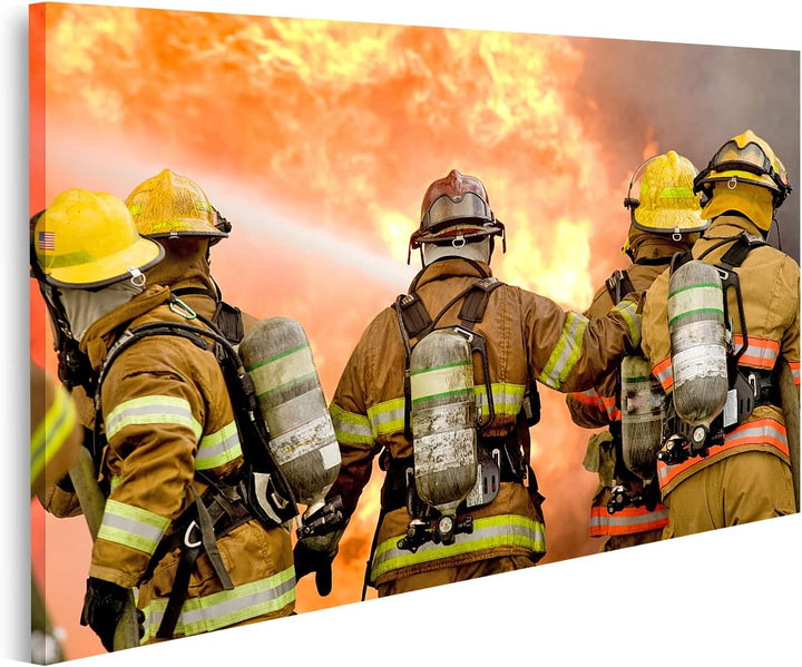 islandburner Bild auf Leinwand Feuerwehr Leute Bilder Wandbilder Poster Leinwand 100x57cm, Leinwand