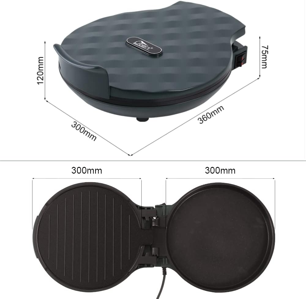 Elektrische Tischgrill, Uten Doppelbratpfanne Grill mit Antihaftbeschichteter Oberfläche, Regelbarer
