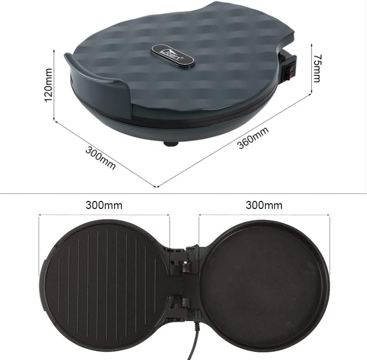 Elektrische Tischgrill, Uten Doppelbratpfanne Grill mit Antihaftbeschichteter Oberfläche, Regelbarer