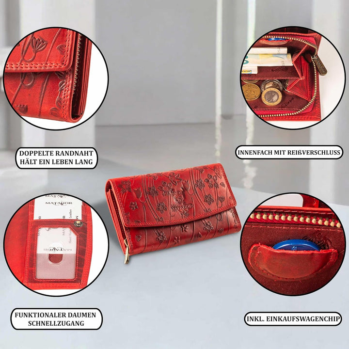 MATADOR Lima Geldbeutel Damen Leder Mit Edler Geschenk Box | Portemonnaie Gross Mit RFID Schutz | Le