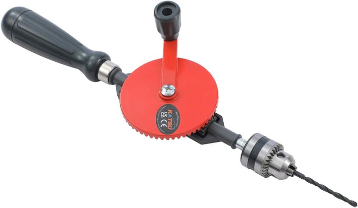 KATSU Handbohrmaschine, 1/4" (0,6-6mm) Kapazität Präzisionsfutter Doppelritzel Manuelle Bohrmaschine