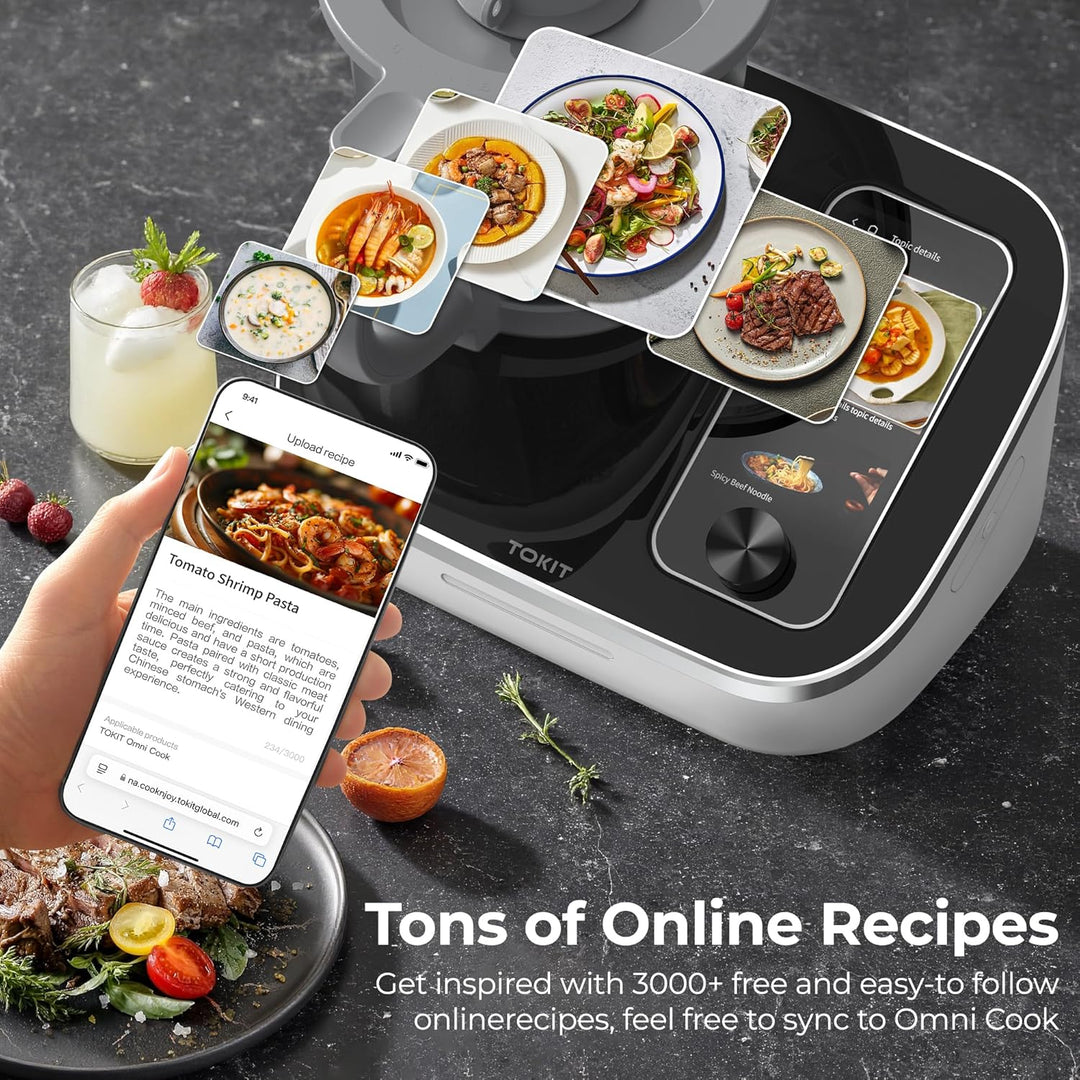 TOKIT Omni Cook Roboter All-in-1 Küchenmaschinen mit 21 Kochfunktionen Eingebauter 7'' Touchscreen G