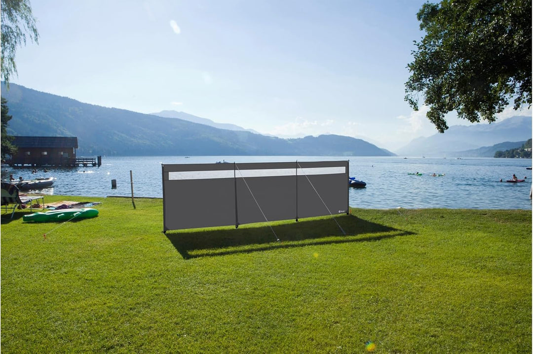 BERGER Windschutz Ventana 460 x 130 cm - Sichtschutz fΓΌr Strand, Camping und Garten in Grau-Schwarz