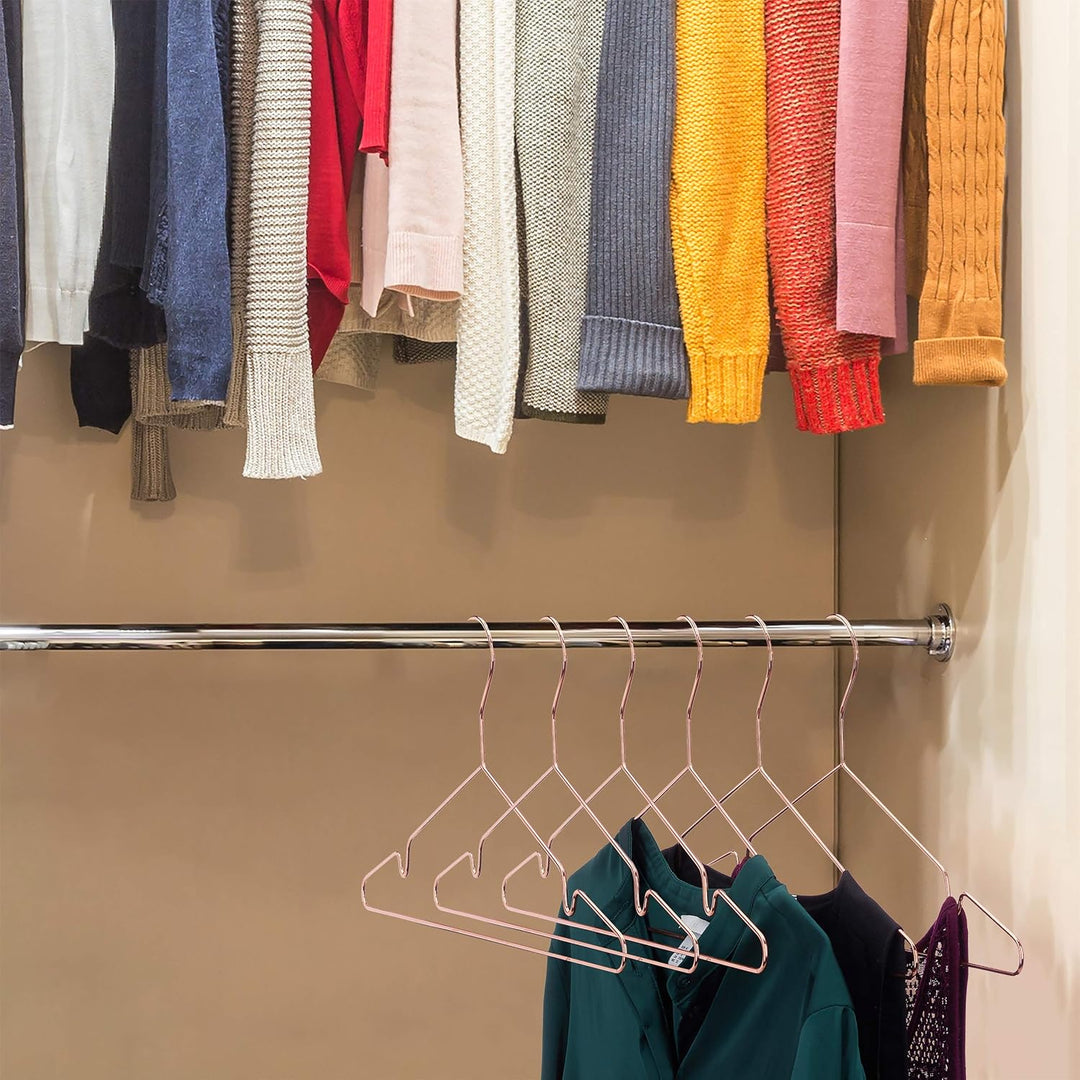 Relaxdays Kleiderbügel roségold im 10er Set, dünn, Elegante Drahtbügel für Tops, glänzende Bügel, pl