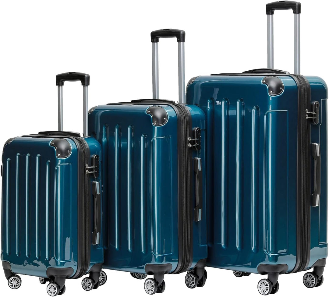 BEIBYE Zwillingsrollen 2048 Hartschale Trolley Koffer Reisekoffer in M-L-XL-Set in 17 Farben (Pale G