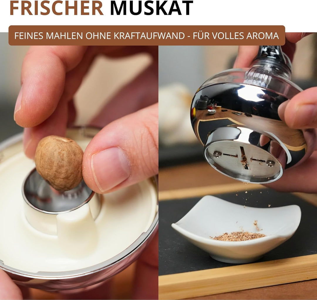 Westmark Muskatmühle, Mit Vorratsfläche, Kunststoff/Rostfreier Edelstahl, Silber/Transparent, 695722