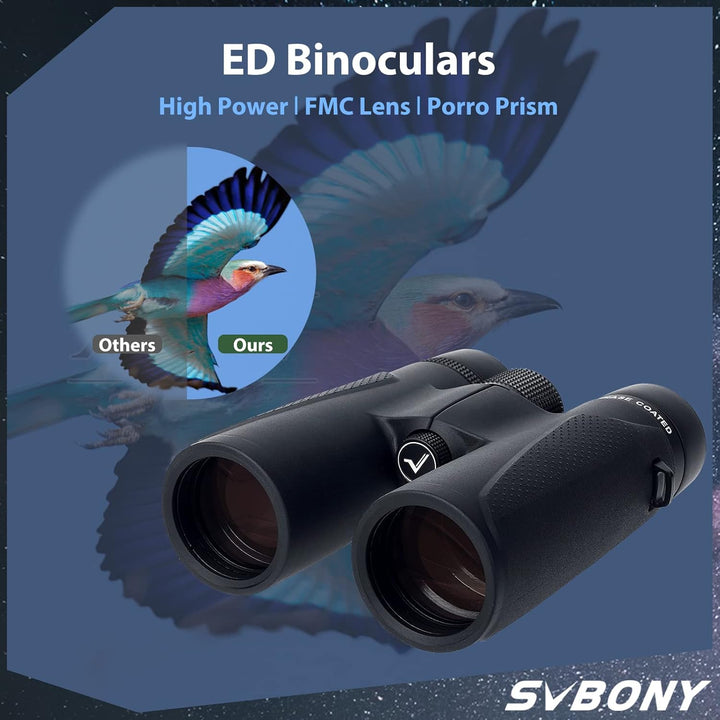 Svbony SV202 ED Fernglas für Erwachsene 8x42, Leistungsstarkes Bak4 FMC Kompaktfernglas, Leicht für