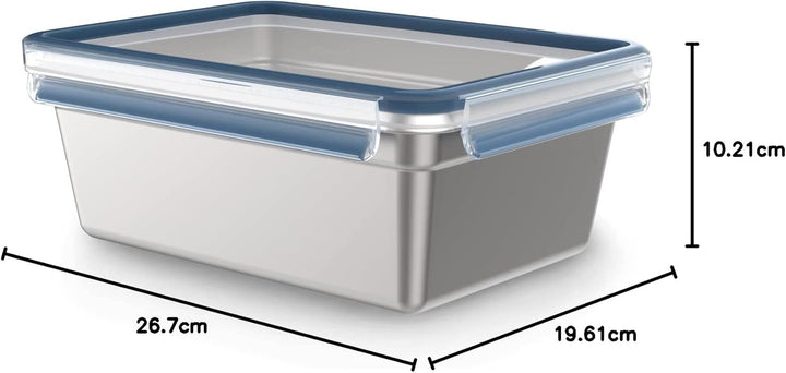 EMSA Clip&Close Edelstahl Vorratsdose 3 L, leicht und hygienisch, Edelstahl 304, Wasserdicht, Gefrie