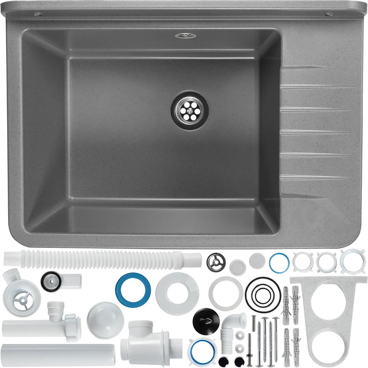 GOSPO Ausgussbecken aus Polypropylen, 50,5 x 34 x 26,5 cm, Haushaltsspülbecken, Spülbecken mit profe