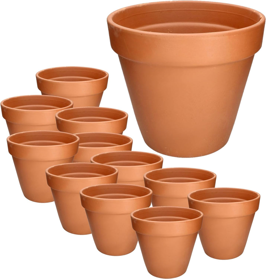 KOTARBAU® 12er Set Blumentopf aus Terrakotta ⌀ 7 cm Übertopf mit Rand für Innenräume und Gärten, Ter