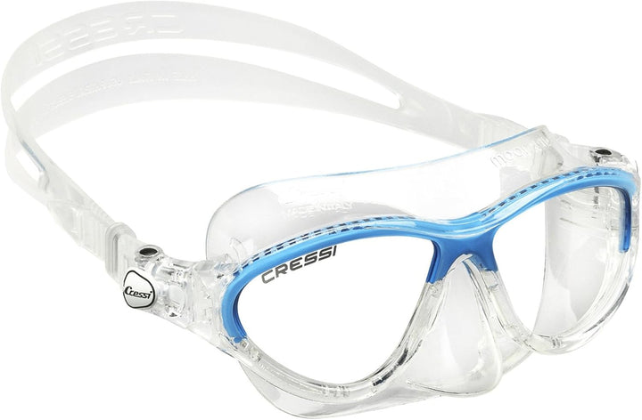 Cressi Moon Kid Unisex Tauchmaske + Schnorchel Min Dry Klar/Blau, Klar/Blau