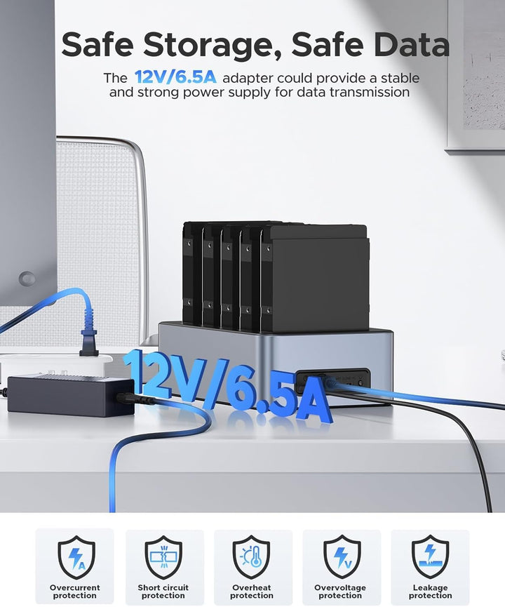 ORICO Aluminium Clone HDD Docking Station, 5 Bay Festplattengehäuse USB 3.2 Gen 1 für SATA 2,5/3,5 Z