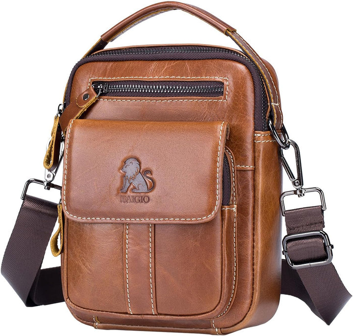 BAIGIO Umhängetaschen Herren Klein Herrentasche Leder Schultertasche Ledertasche für Männer Arbeit R
