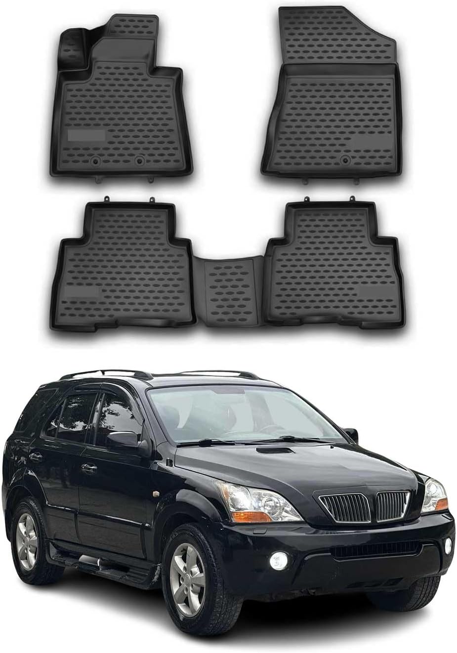 Fussmatten Gummimatten kompatibel mit Kia Sorento 2012-2015 OMAC Gummi Schwarz