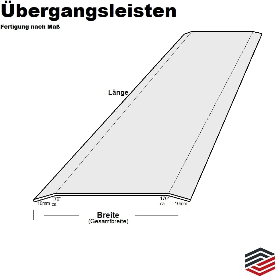 Übergangsprofil Edelstahl gebürstet 2000mm Edelstahl Übergangsprofil 90 mm Schenkelinnenmass aus Ede