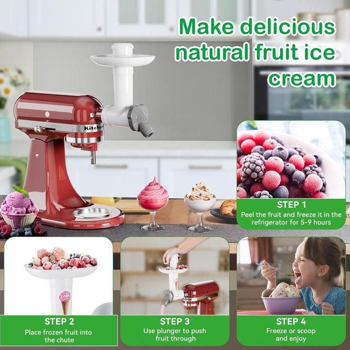 OTOmitra Eismaschine Aufsatz für Kitchenaid Standmixer, Fruchteismaschine Aufsatz BPA-freien, lebens