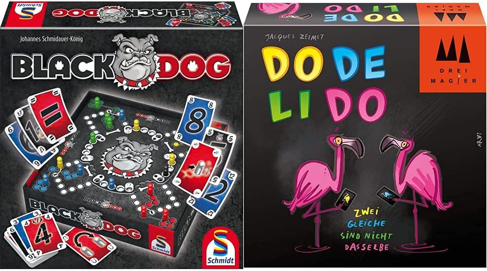 Schmidt Spiele 49323 Black Dog, Familienspiel & 40879 Dodelido, DREI Magier Kartenspiel Bundle mit D