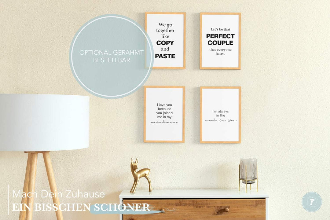 Papierschmiede® Premium Spruchposter Set 4er 50x70 cm (B2), Motiv: Funny Couple, Pärchen Liebe Bezie
