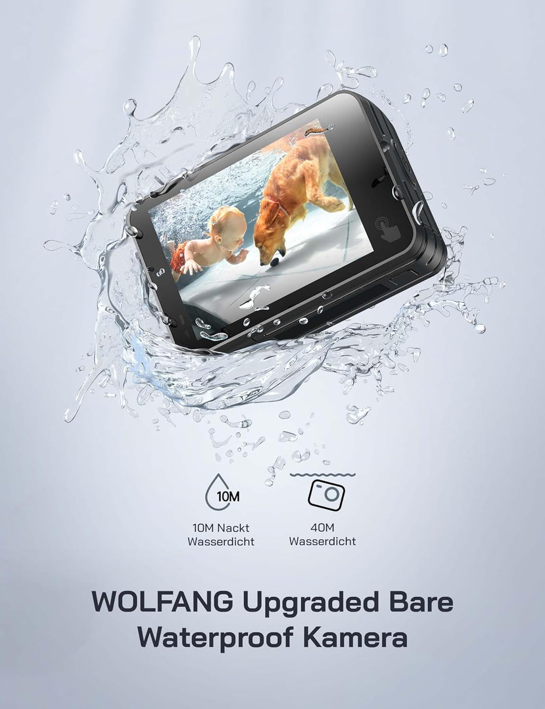 WOLFANG GA420 Action Cam 4K 60FPS Unterwasserkamera WiFi 10M Wasserdicht ohne GehÀuse 3.0 EIS Bildst
