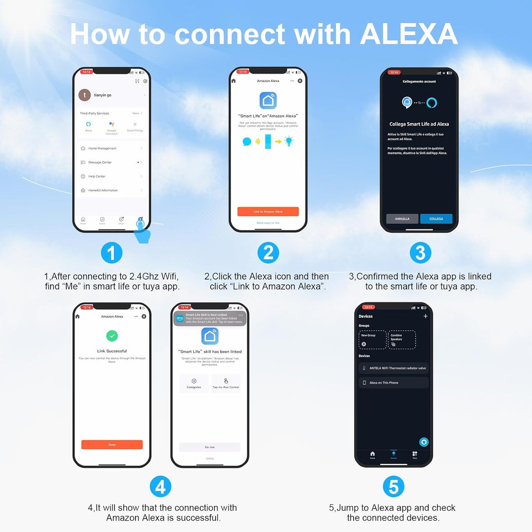 Smart Heizkörperthermostat mit APP ANTELA Digitales Display zur Kontrolle der Heiztemperatur, Kompat