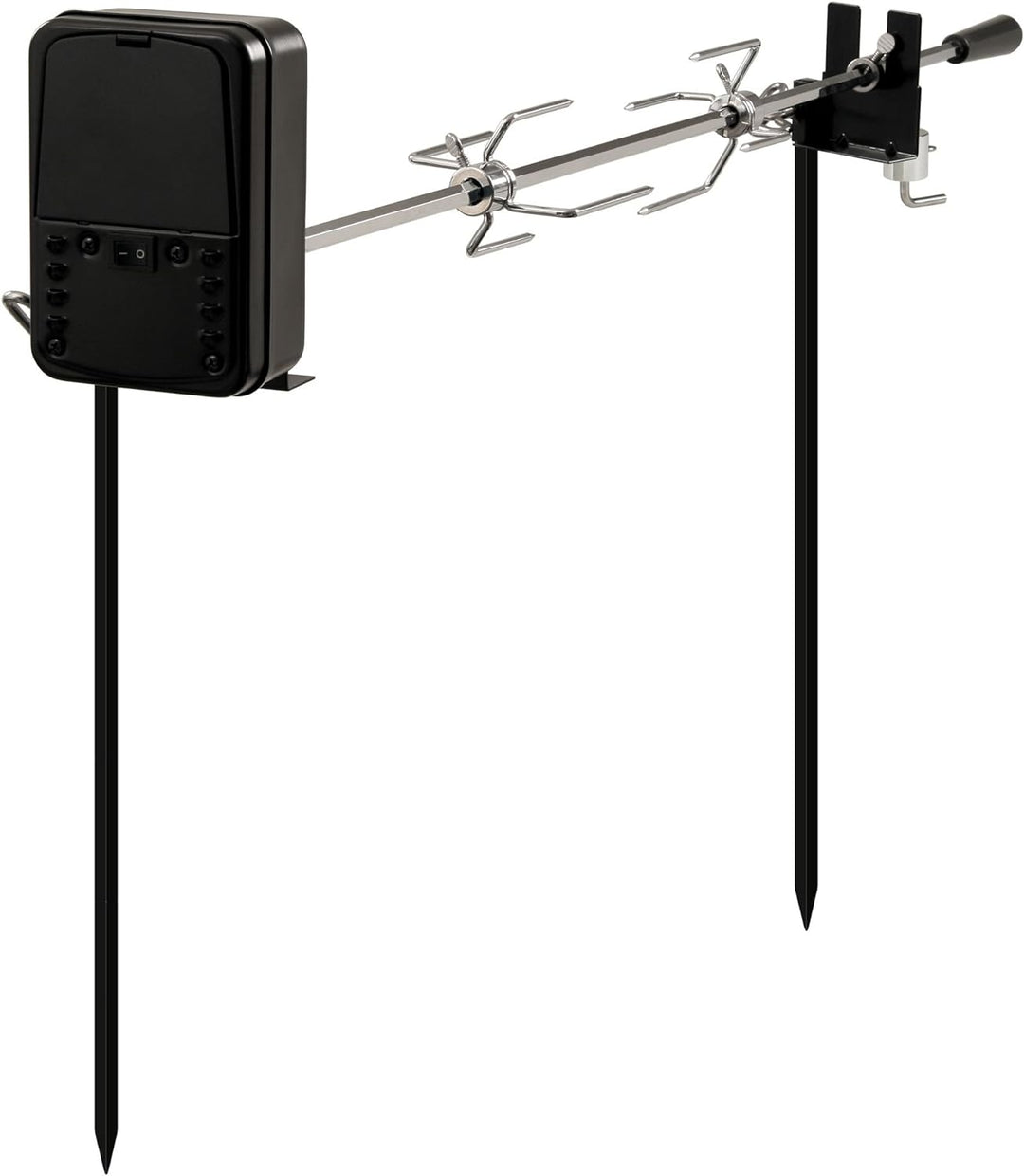 BBQ-Toro Grillspiess Set für Camping Ausflug, Lagerfeuer und mehr, 90 cm, 2 Fleischnadeln, Motor (mi