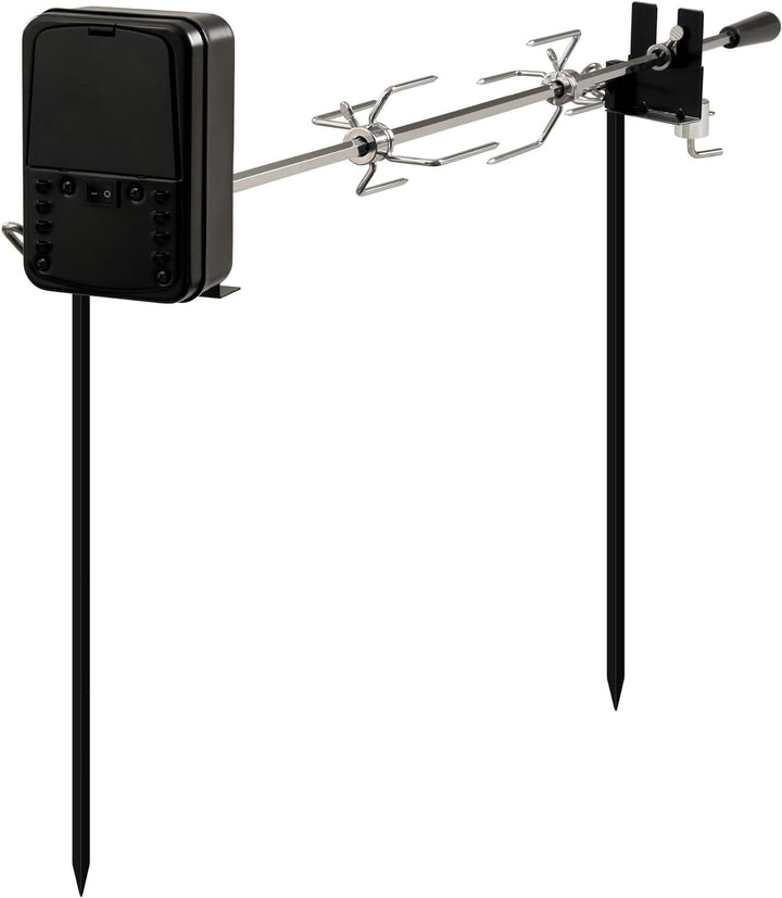 BBQ-Toro Grillspiess Set für Camping Ausflug, Lagerfeuer und mehr, 90 cm, 2 Fleischnadeln, Motor (mi