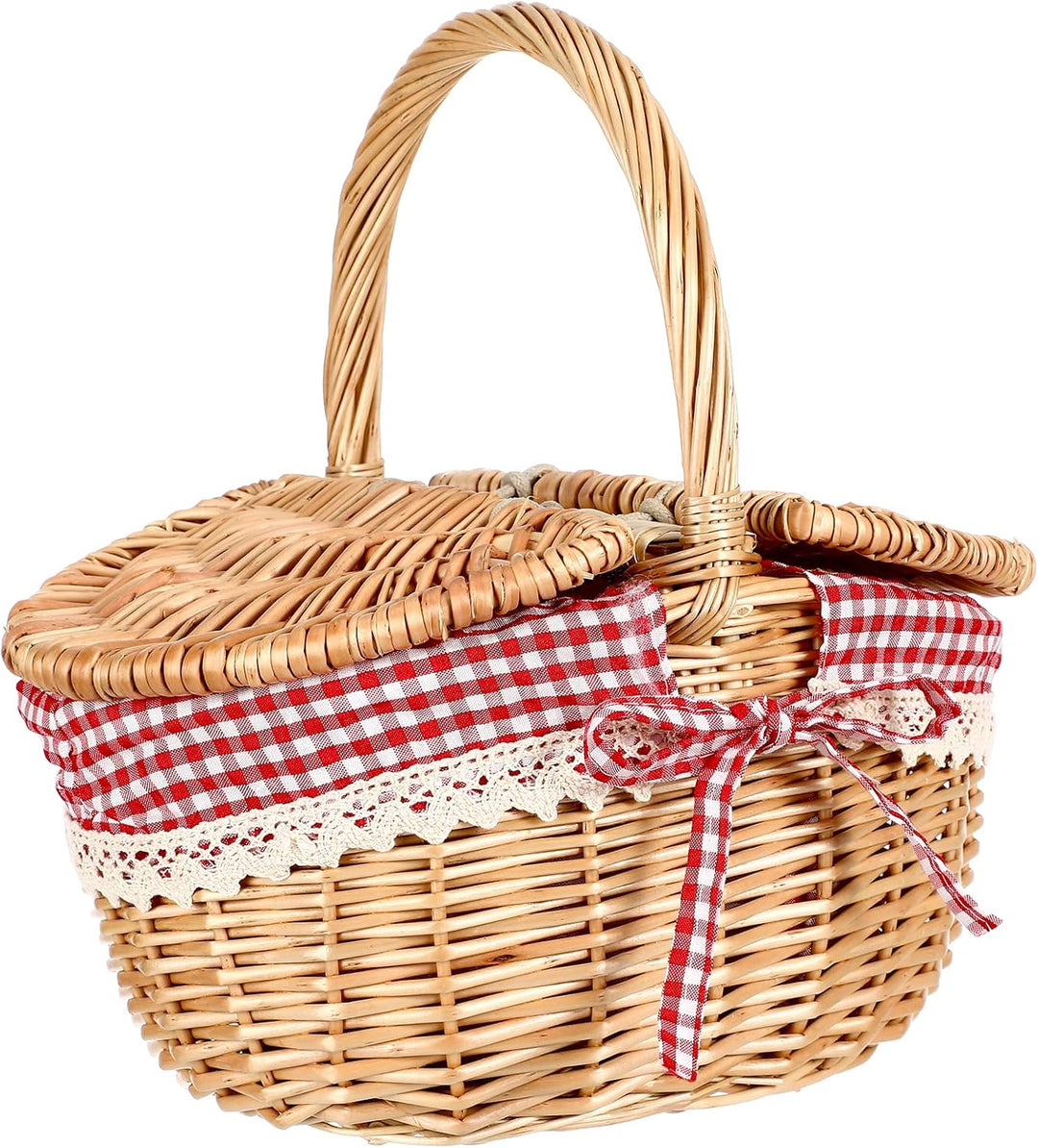 MAGICLULU 1 Stück Weiden-Picknickkorb Mit Einlage Picknickkorb Im Landhausstil Mit Deckel Für Einkau