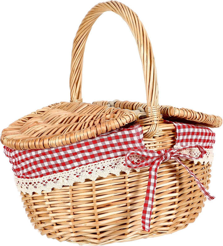 MAGICLULU 1 Stück Weiden-Picknickkorb Mit Einlage Picknickkorb Im Landhausstil Mit Deckel Für Einkau