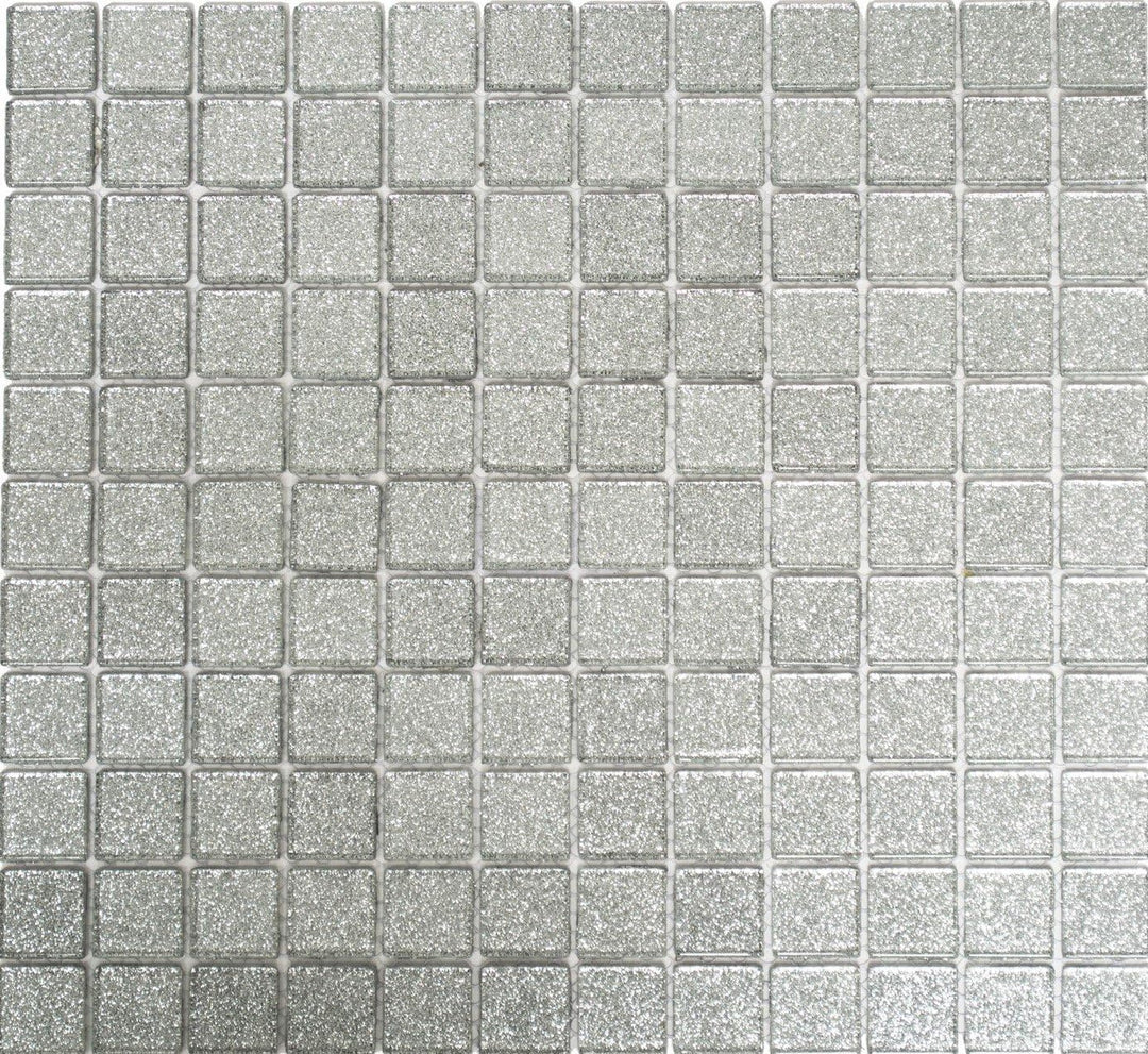 Mosaik Quadrat Crystal uni silber gehämmert Glasmosaik Transluzent Transparent 3D Fliesenspiegel, Mo