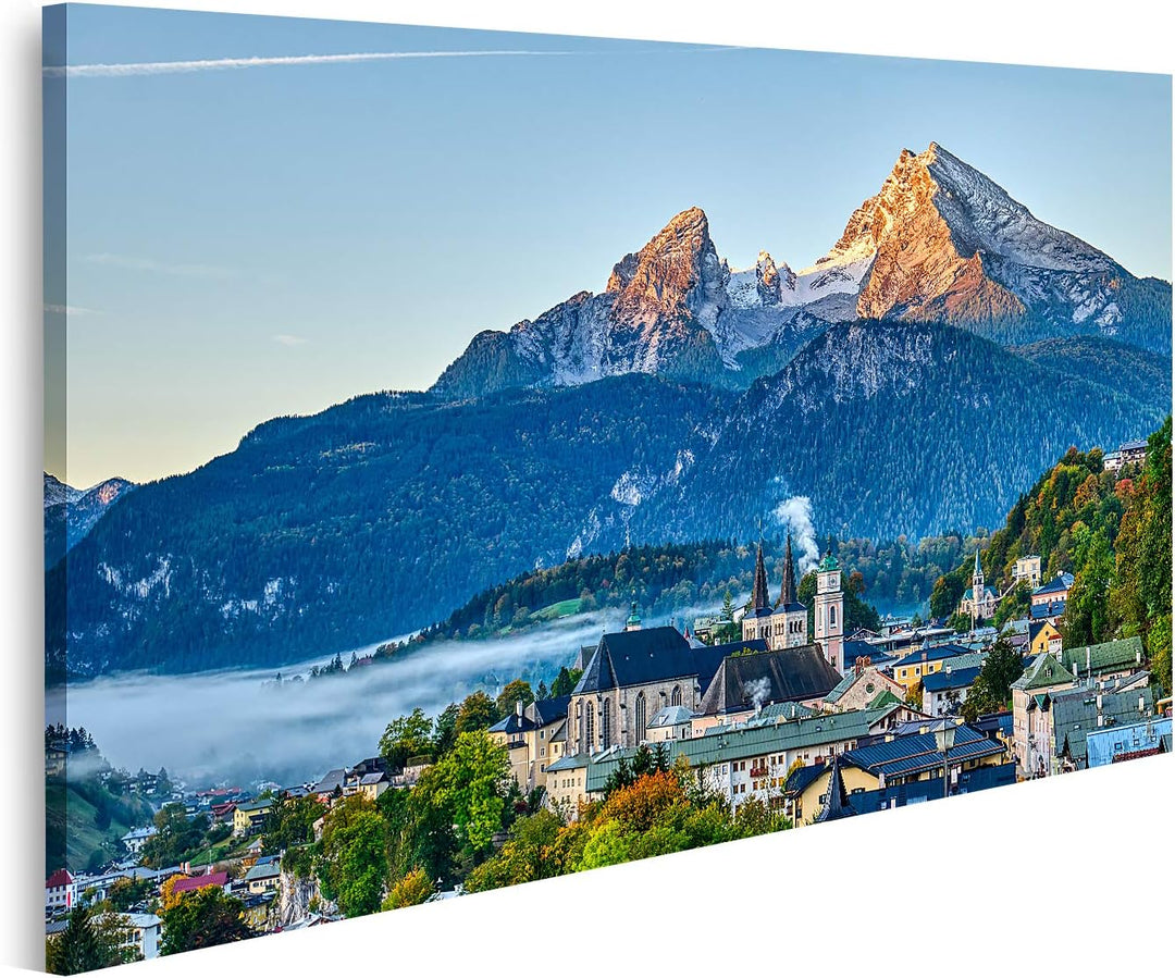 islandburner Bild auf Leinwand Berg Watzmann Stadt Berchtesgaden Bayerische Alpen Bilder Wandbilder