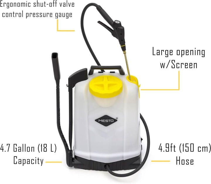 Mesto Rückensprüher Typ 3558 (Rückensprühgerät 18,0 Liter, Hohlkegeldüse Messing, Gartenspritze, max