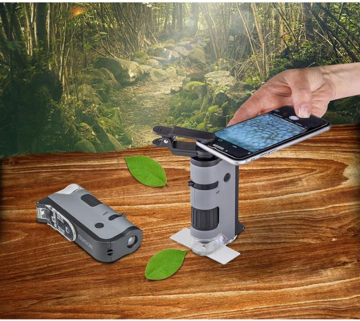 Carson MicroFlip 100x-250x Taschenmikroskop mit Smartphone-Adapter für Fotos und Videos (MP-250), Mi
