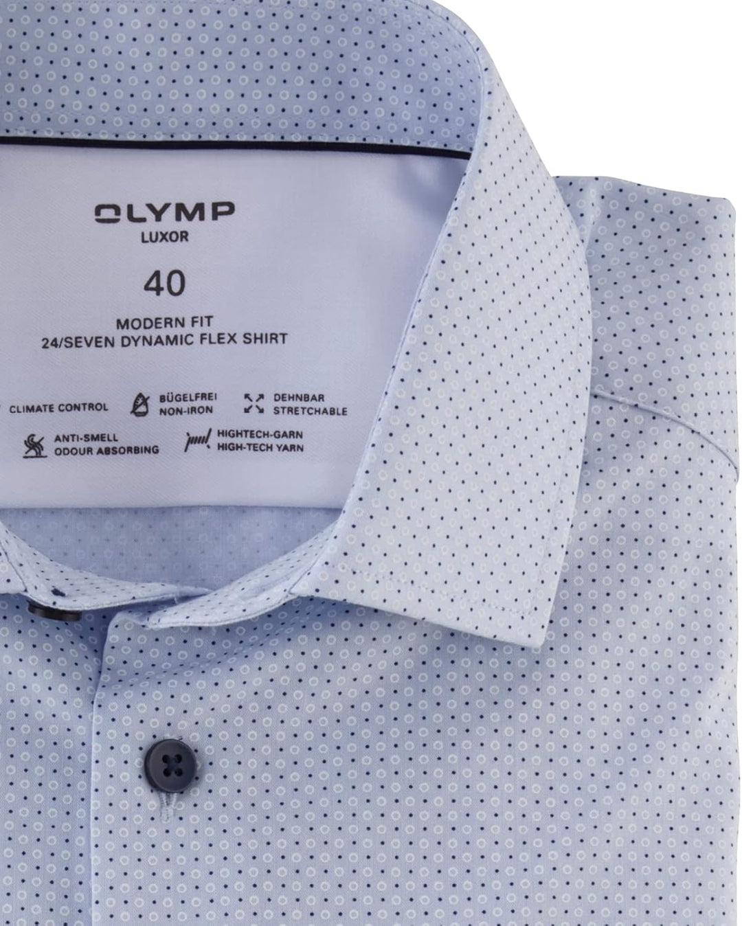 OLYMP Herren Businesshemd Luxor 24/Seven,Rotationsdruck,modern fit,Global Kent 46 Hellblau, 46 Hellb