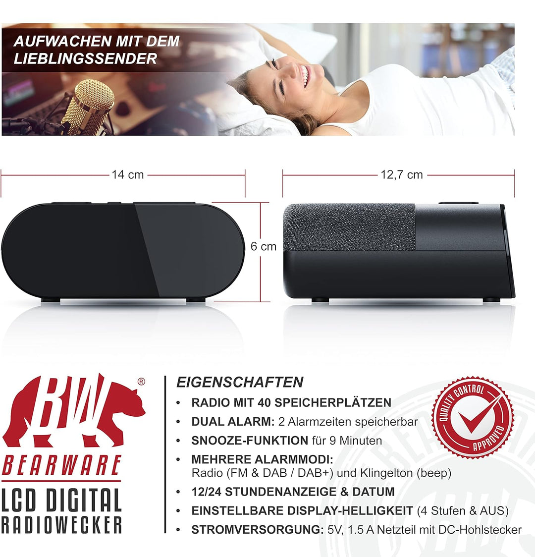 CSL - DAB Plus Radiowecker - Küchenradio digital – FM und DAB/DAB + Radio mit je 20 Speicherplätzen