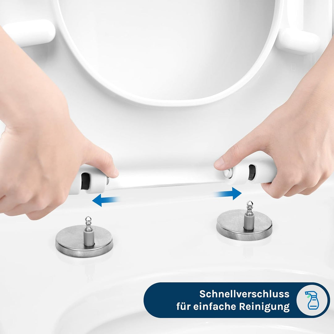 WOLTU WS2544 Toilettendeckel WC Deckel Sitz Absenkautomatik, Kunststoff, Fast Fix/Schnellbefestigung