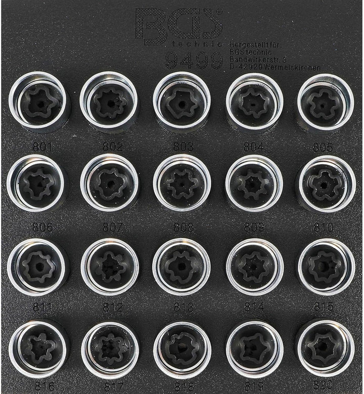 BGS 9499 | Werkstattwageneinlage 1/6: Felgenschloss-Werkzeug-Satz für Audi | 20-tlg., Audi | 20-tlg