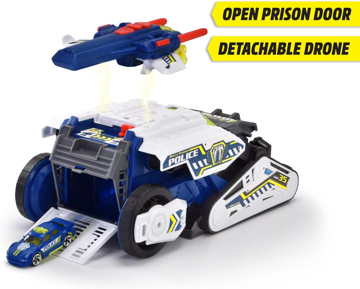 Dickie Toys Rescue Hybrids Polizei-Fahrzeug Police Bot (35 cm) - futuristisches Polizeiauto (gross)