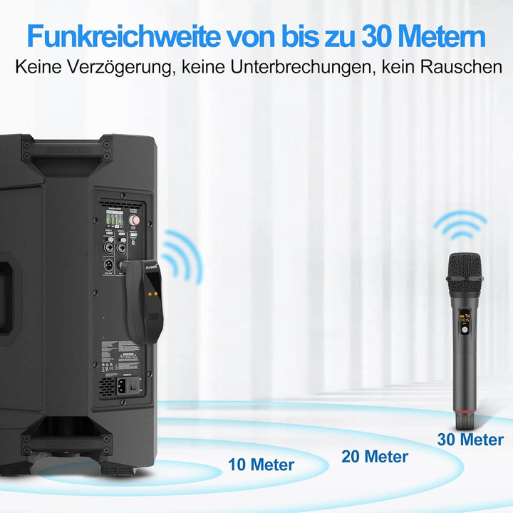 Aveek Karaoke Mikrofon Kabellos Set, 2.4GHz Drahtloses Handmikrofon,6,35/3,5 mm Mikrofonöffnung,Mit