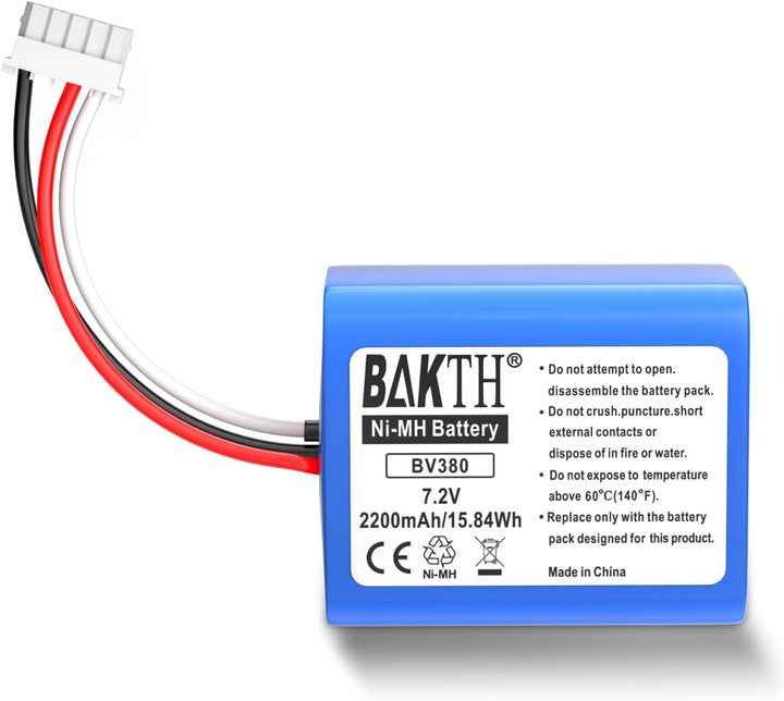 BAKTH 2200mAh 7.2V NiMH Akku echte Kapazität für Braava 380T, Braava 380, Braava 390T MINT Plus 5200