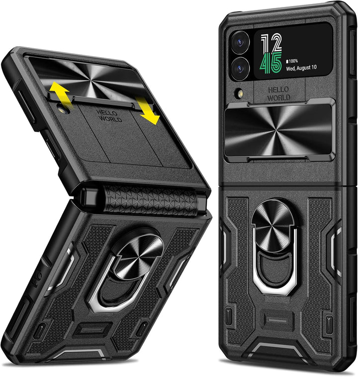 Doeshine für Samsung Z Flip 4 Hülle, Ganzkörper Robuste Stossfeste Schutzhülle mit Magnetischer Stan