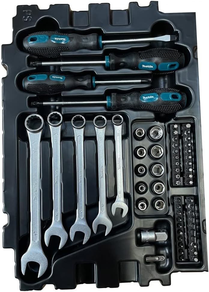 Makita E-11542 Mechaniker-Set mit Handwerkzeugen, im Makpac-Koffer, 87-teilig Single, Single